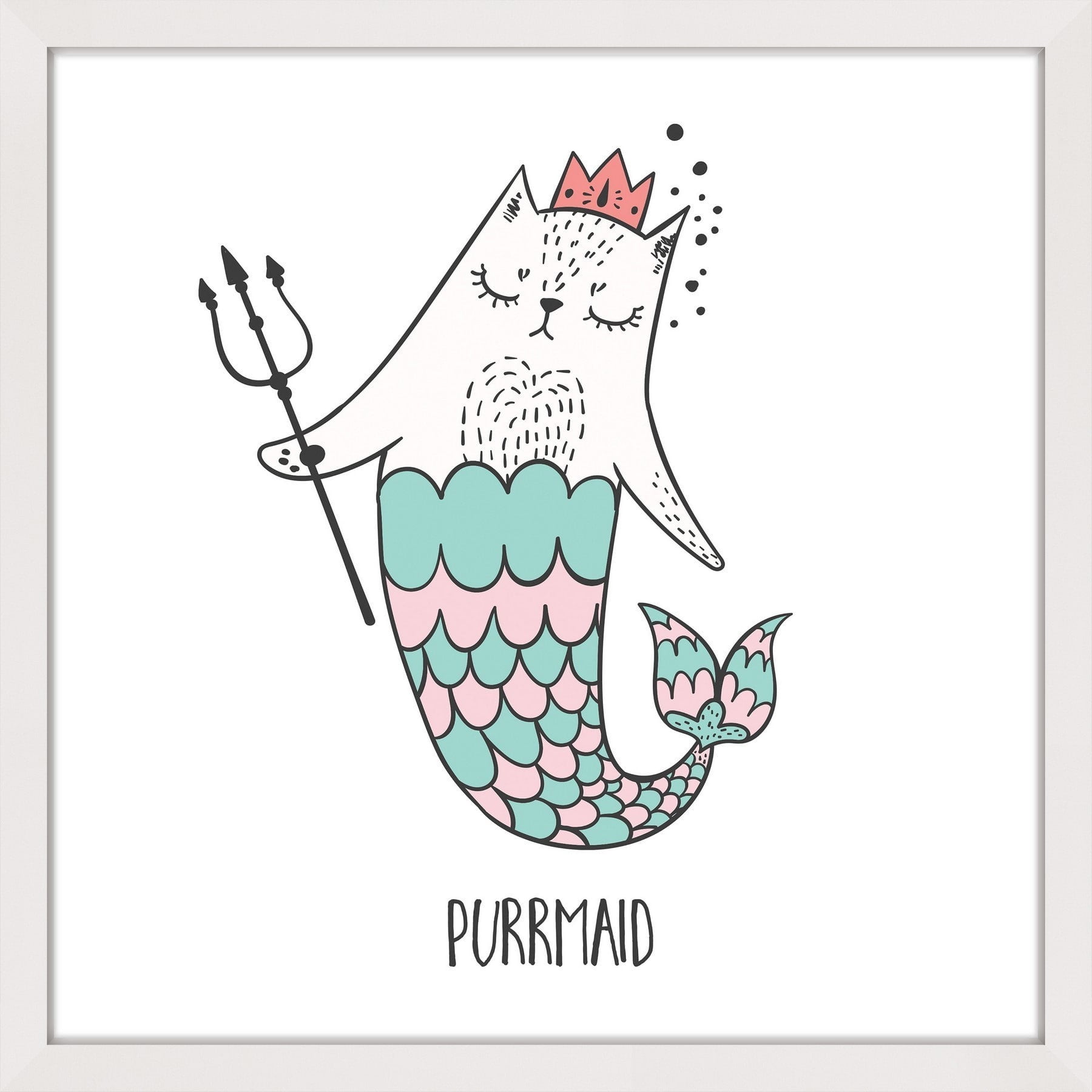 Marmont Hill "Purrmaid 01" by Shayna Pitch Framed Painting Print