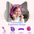 thumbnail image 2 of Auriculares LOBKIN Bluetooth 5.4 para niños con funda LED RGB con orejas de gato, 2 of 8