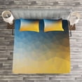 thumbnail image 3 of Ambesonne Yellow and Blue Quilted Bedspread Set 3 Pcs, Polygon Fractal, Queen Size, Slate Blue Marigold, 3 of 3