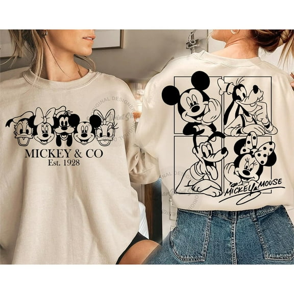 Mickey and Friends Sweatshirt, Disney Family Trip Shirt, Printed 2 Sides Sweater