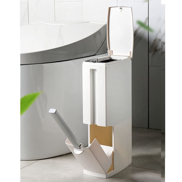 Bote de basura COMODID Slim de 5 litros con tapa desplegable y portaescobillas
