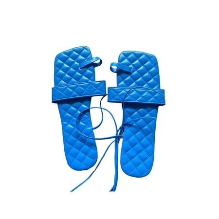 

Crocowalk Womens Gladiator Sandals Strappy Casual Shoes Lace Up Flat Sandal Women Walking Non-Slip Beach Blue 6