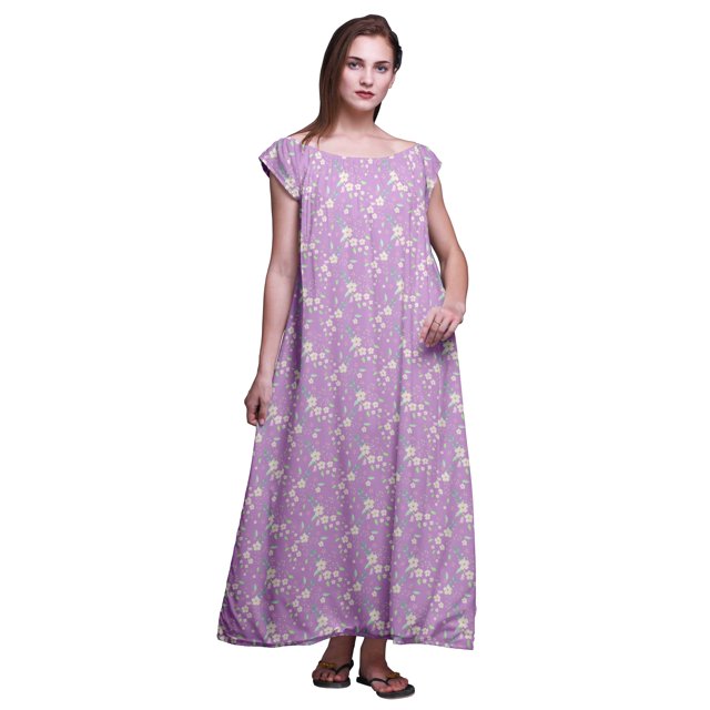 Bimba Chemise de Nuit Imprimée pour Femmes Vêtements de Nuit Robe d'Infirmière en Rayonne