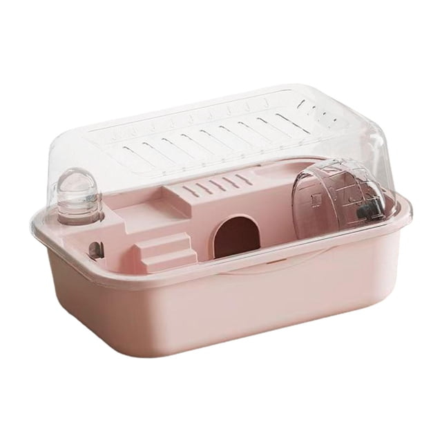 Hábitat para hámsteres Jaula para hámsteres, portátil, transparente, jaula para animales pequeños, para conejos, ratones, animales pequeños, cobayas, rosa