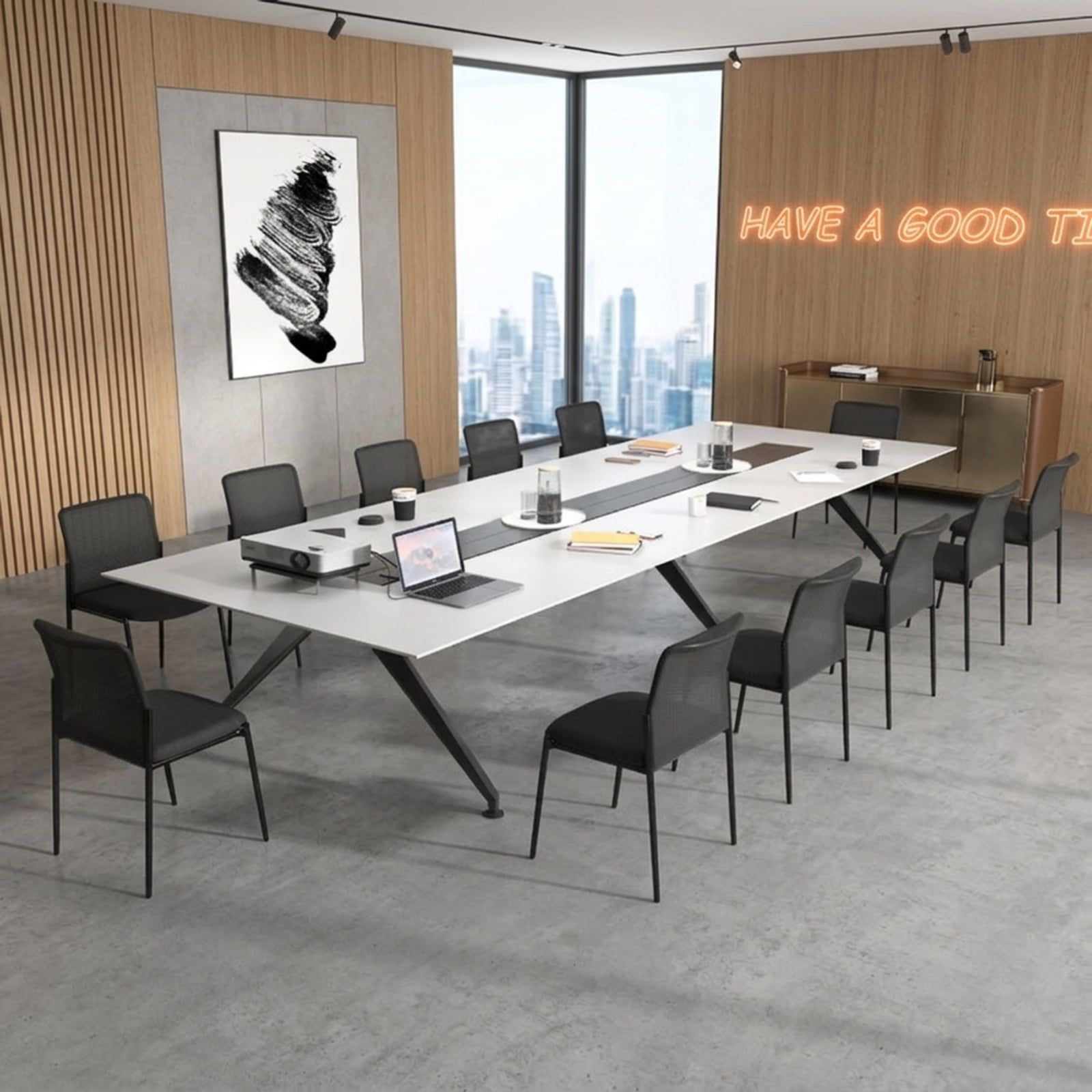 Furnibear Waiting Room Chair Set of 2 with Ergonomic Mesh Backrest and Padded Seat for Office Reception and Conference Room, Black