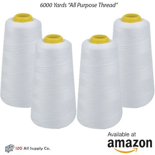 4 Pack of 6000 Yards 24000 Total Black Serger Sewing Thread All Purpose Polyester Spools overlock Cone 