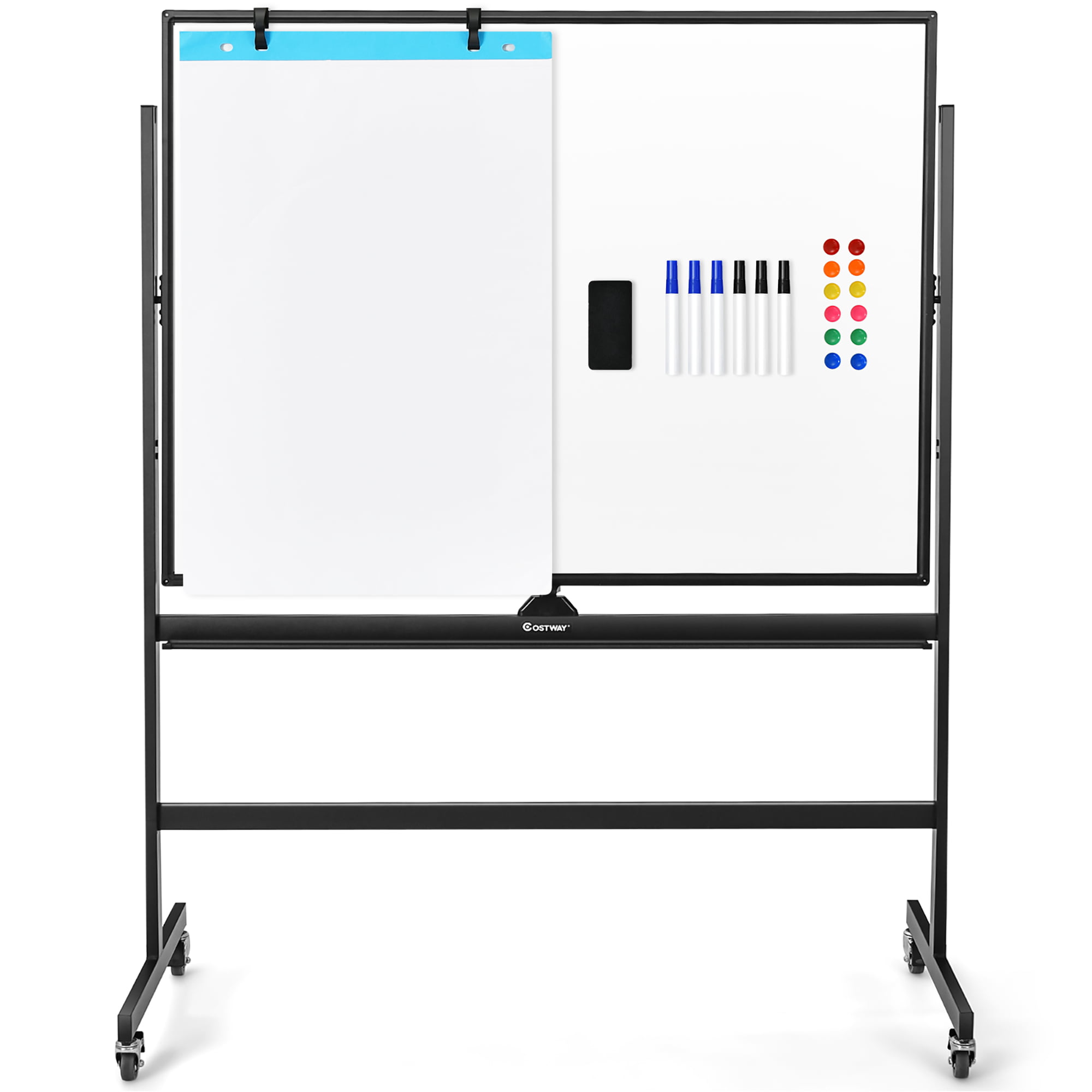 Mobile Dry Erase Magnetic Whiteboard 47" X 36" Double Sided with Rolling Stand 