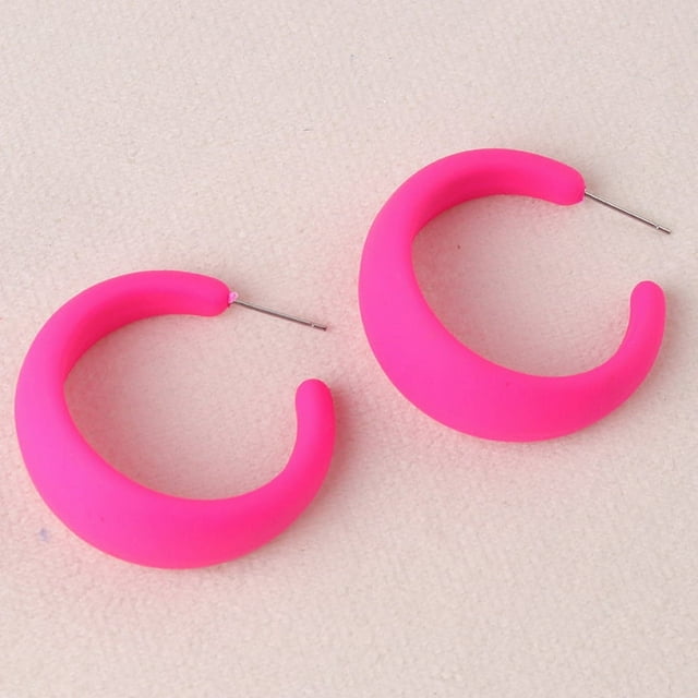 Nvzi Pendientes de aro grandes con forma de C de acrílico, geométricos, cuadrados, retro, sencillos, de color caramelo, con forma de C, de resina de colores preciosos, D21