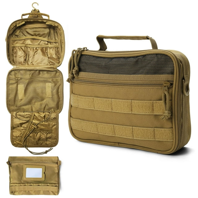 Neceser VELVEBAG para hombre, impermeable, de viaje, kit Dopp, color caqui