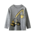 thumbnail image 4 of Little Boys' Long Sleeve Tee Shirt Christmas Cotton Casual Crewneck Excavator Graphic Tops T-Shirts Yellow Gray White 3 Packs Sets 7Years, 4 of 5