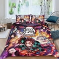 thumbnail image 2 of Kimetsu no Yaiba Conjunto de sábanas temático, trío de piezas, cómodo y amigable con la piel, diseño único, regalo de decoración para el hogar para familiares, amigos y fans,140cm *210cm, 2 of 6