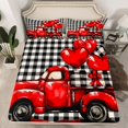 thumbnail image 2 of Manfei Truck Car 3pcs Twin Sheet Sets for Female Men Teens,Red Love Heart Print Twin Fitted Sheet,Valentine's Day Breathable Flat Sheet,Ultra Soft Home Decor, 2 of 7