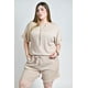 thumbnail image 5 of Conjunto blusa y short con textura Roman Fashion /Tallas Extras, 4375 (Beige) beige 38, 5 of 7