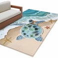 thumbnail image 2 of 3'x5' Area Rugs, Ocean Turtle Indoor Outdoor Area Rug for Living Room Bedroom, Gradient Turquoise Wave Starfish Beach Washable Bathroom Rugs Kitchen Floor Carpet Mats Home Decor Aesthetic, 2 of 8