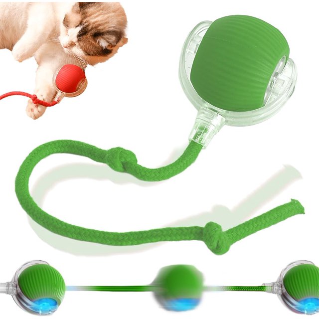 Chewie Ball, Chewie Viral Rolling Ball, Juguete interactivo con pelota para gatos, Bola giratoria automática de 360° para gatos y perros, Juguete interactivo con pelota para gatos (Verde)