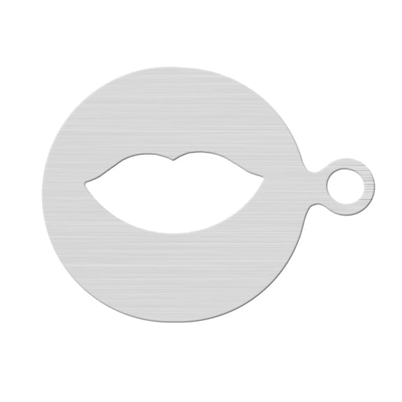 COSMOBETTY Latte Stencils 1Pcs Polished Stainless Steel Lip Pattern for Home Bakers and Tools