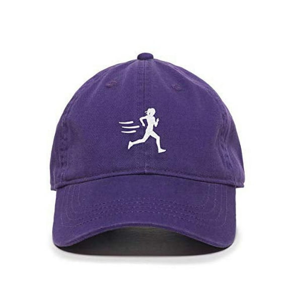 Tech Design Running Woman Baseball Cap Embroidered Cotton Adjustable Dad Hat Purple