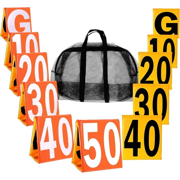 GSE Day&Night Football Field Yard Markers - Set of 11, High Visibility Weighted