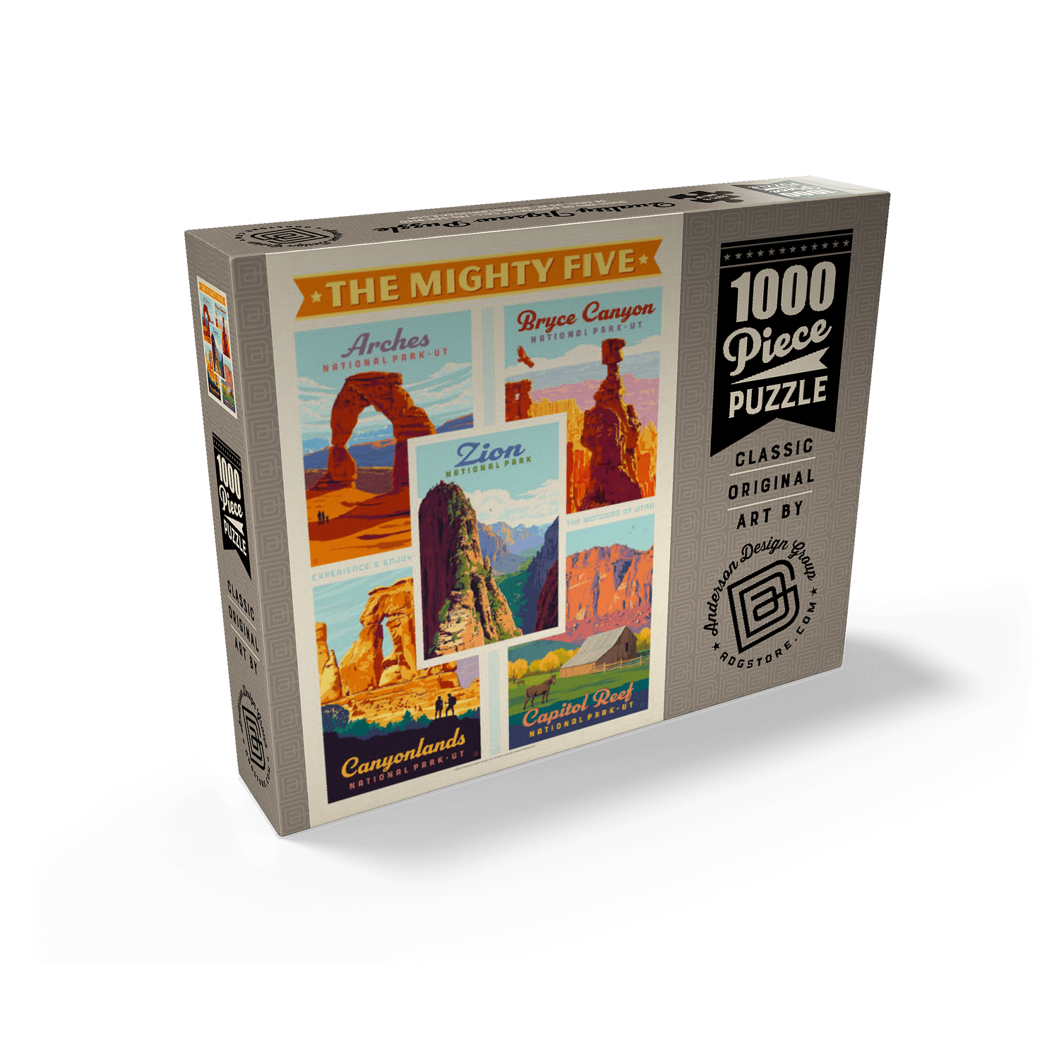 MyPuzzle - The Mighty Five: Utah National Parks, Vintage Poster - Premium 1000 Piece Jigsaw Puzzle for Adults