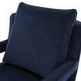 thumbnail image 3 of Velvet Accent Chair, Mid Century Reading Chair with Open Armrests, Single Sofa Arm Chair with Solid Wood Legs for Living Room, Bedroom, Office, Navy Blue, 3 of 7