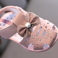 thumbnail image 5 of LOVZFMLL Infant Baby Girls Sandals Bow Squeaky Princess Shoes Soft Sole Closed Toe for Summer Crib Newborn Toddler Prewalker First Walking Pink 0-6 Months, 5 of 9