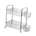 thumbnail image 1 of Estante organizador de almacenamiento rodante con ruedas, estantes de almacenamiento para sala de estar, cocina, carrito de soporte de oficina de 2 con 2 cestas, 1 of 9