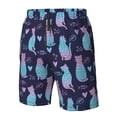 thumbnail image 6 of Uemuo Silhouette Cats Pattern Men's Swim Trunks Hawaiian Beach Bathing Suit Swimsuits Beach Quick-Dry Shorts with Pockets-Large, 6 of 9