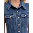 thumbnail image 5 of DARING DIVA Women's Sleeveless Collared Button Down Short Jean Dress 2XL Dark Blue, 5 of 7