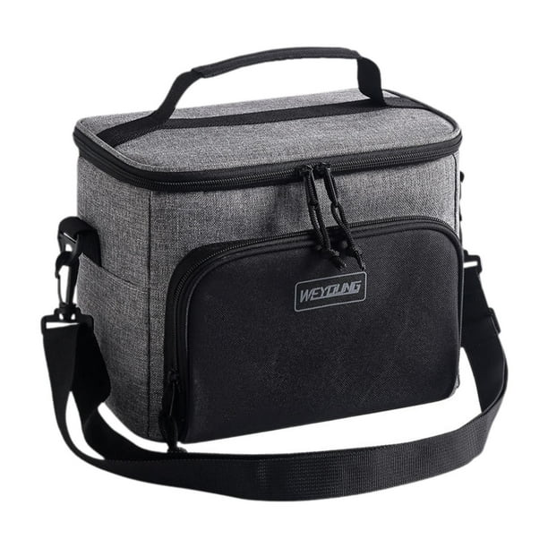 Bolsa térmica para almuerzo, portátil, de tela Oxford, bolsa térmica, organizador para oficina, Gris