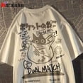 thumbnail image 2 of Camisetas de gran tamaño con estampado de dibujos animados para hombre y mujer, camiseta de manga corta con estilo, camisetas sueltas para pareja, Tops Harajuku, 2 of 3