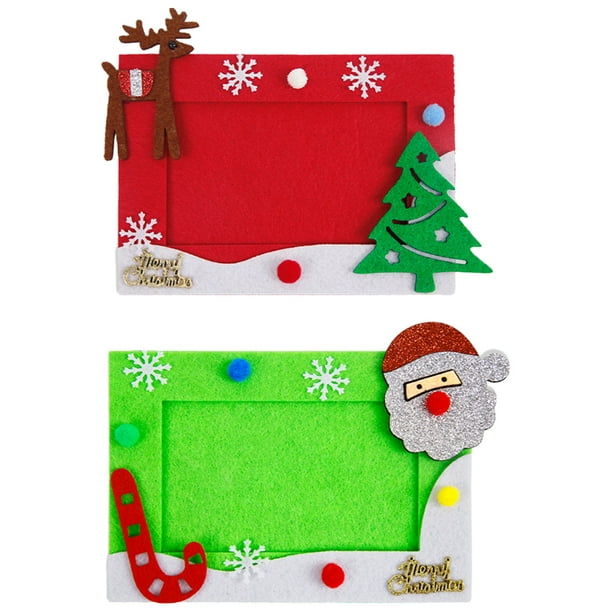 Marco de fotos de Navidad, marco de fotos de Navidad de fieltro, marcos de fotos decorativos, 2 uds.