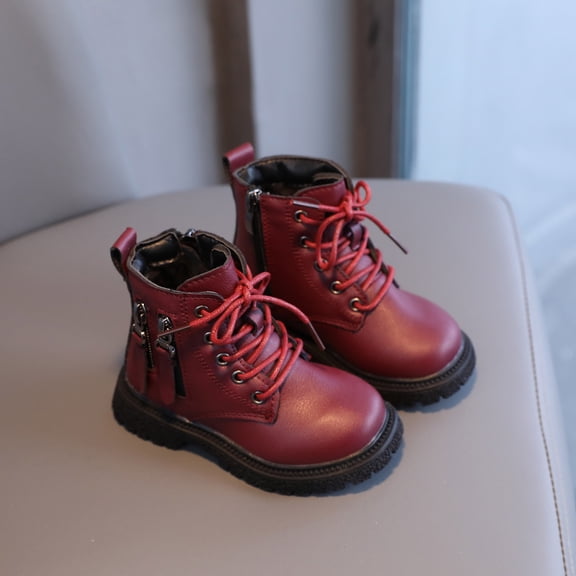 QISIWOLE Toddler Shoes Boys Girls British Style Fashion Lacein Non Slip Thicken Keep Warm Comfortable Boots,Clearance