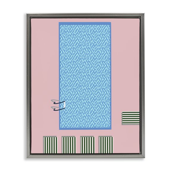 Stupell Industries Modern Abstract Summer Pool Gray Floating Frame Canvas Art, 17 x 21, by Regina Moore