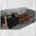 thumbnail image 6 of Moon Soft Flannel Fleece Blanket, Cat Silhouette Resting on a Brick Wall in a Starry Night Full Moon Imagery, Cozy Plush for Indoor and Outdoor Use, 50" x 60", Black Ivory Vermilion, by Ambesonne, 6 of 6