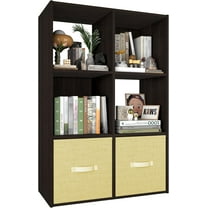 Wqmh Stackable Storage Organizer: Wood Cubes Shelf Fits Cubby Bins - Square Cubicle Bookshelf Cabinet for Closet Bedroom - Open Storage Shelf for Toy Clothes Book Organization, Espresso，6-Cube