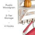 thumbnail image 2 of Excello Global Products 2-Tier Rustic Whitewashed Mounted Wood Wall Shelf with Shabby Chic, Farmouse Decor with 4 Hooks. Perfect For Any Room - EGP-HD-0055, 2 of 4