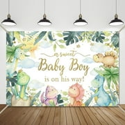 Dinosaur Baby Shower Backdrop A Sweet Baby Boy Party Background Safari Animals Boys 1st Cake Smash Supplies Wild One Dino It’s a Boy Copper Grommets Banner