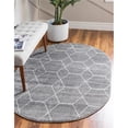 thumbnail image 1 of Unique Loom 3151520 4 x 6 ft. Geometric Trellis Frieze Oval Rug, Light Gray, 1 of 15