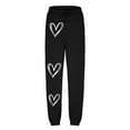 thumbnail image 3 of Ayolanni Women Pants Joggers Black Cuffed Drawstring Heart Print Sweatpants Womens Dress Pants XXL, 3 of 6