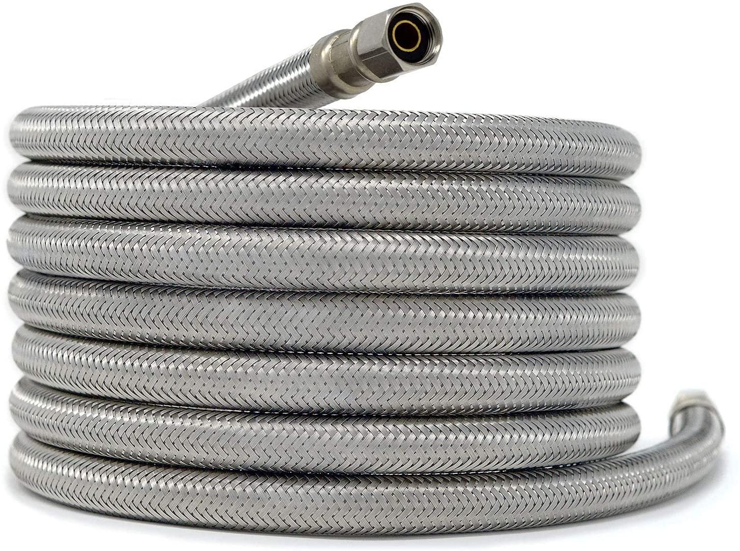 HQRP 6ft Stainless Steel Water Supply Line For Refrigerator / Ice Maker - 1/4" Comp X 1/4" Comp