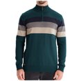 thumbnail image 3 of GigrtiJin Pull à Quart de Zip pour Hommes Manches Longues Rayé Colorblock Chandails Hiver Chaud Tricoté, 3 of 6