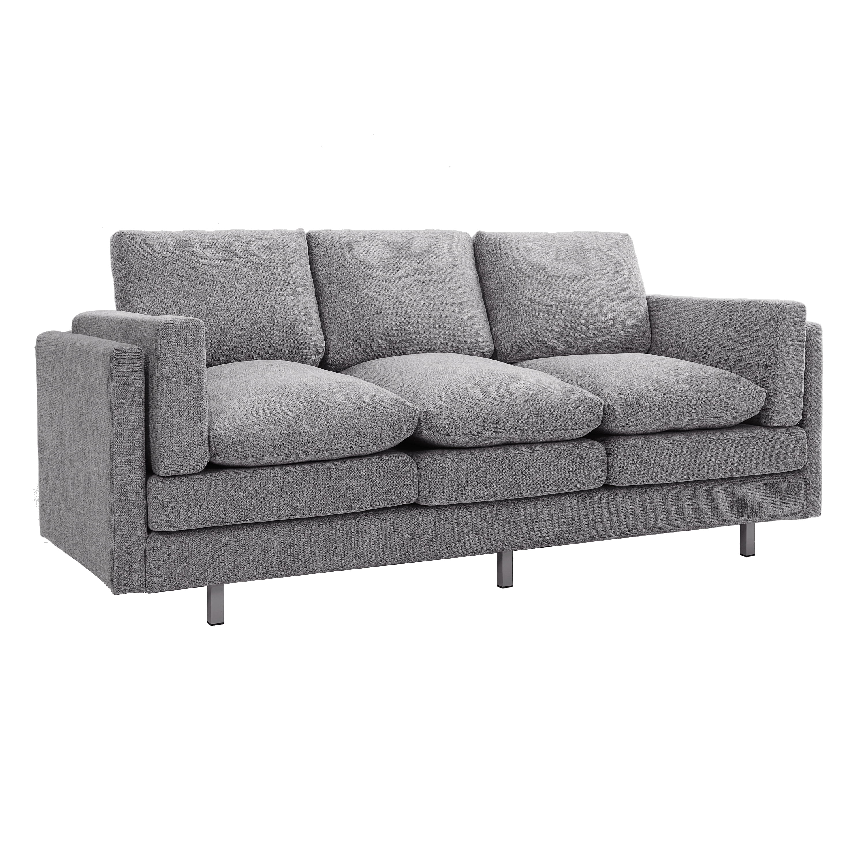 MODERNLUXE 79.5" Cloud Modular Sofa, Comfy 3-Seater Chenille Upholstered Sofa Couch with Dual-layer Seat Cushions & Deep Seat for Living Room,Small Space,Light Grey