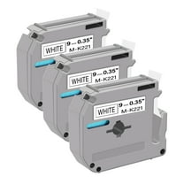 GREENCYCLE 3PK Compatible for Brother P-touch M Tape MK221 M-K221 M221 9mm 0.35" Black on White for Brother Ptouch PT-100 PT-M95 PT-90 PT-70 PT-65 PT-85 Label Maker Refills