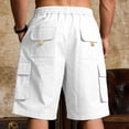 thumbnail image 4 of PIMSSY Men Shorts Outdoor Loose Fit Stretch Casual Pocket Workwear Beach Sports Shorts Solid Color Summer Male Birthday Bottoms, 4 of 9
