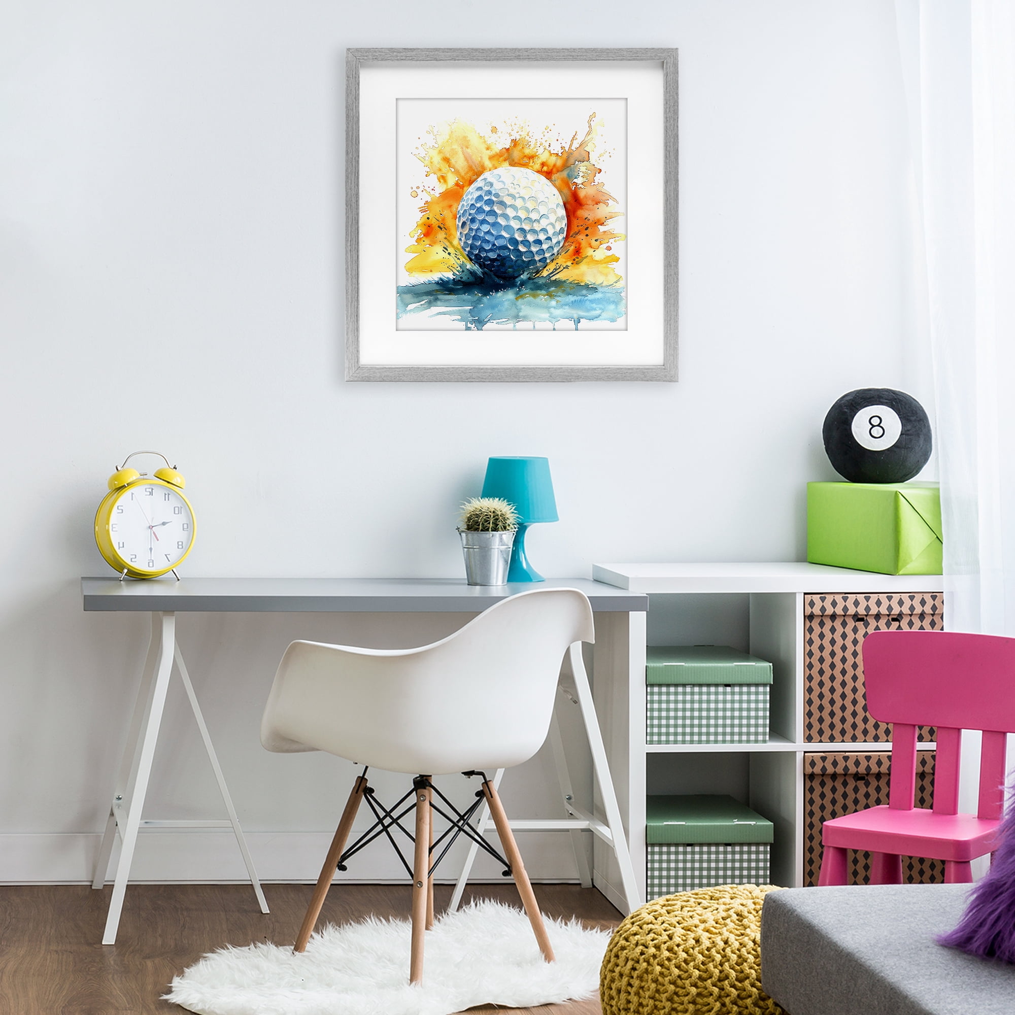 Stupell Industries Golf Splash Watercolor Burst Gray Framed Print Under Glass, design by LSR Design Studio