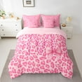 thumbnail image 2 of Homewish Cheetah Print Letter Bedding Comforter Set 7pcs, Pink Bowknot Monogrammed M King Bedding Sets, Modern Fashion Style Reversible Bed Sheets, Breathable Home Decor, 2 of 7