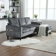 thumbnail image 2 of 77.36" Modular Sectional Sofa, Modern L-Shaped Couch with Movable Storage Ottoman, Pockets and Cup Holders, Cozy Sectional Sofa Couches for Living Room, Bedroom, Grey, 2 of 9