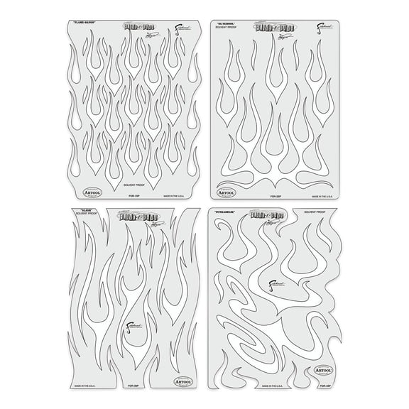 Iwata Artool Freehand Template - Set of 4, Flame-O-Rama