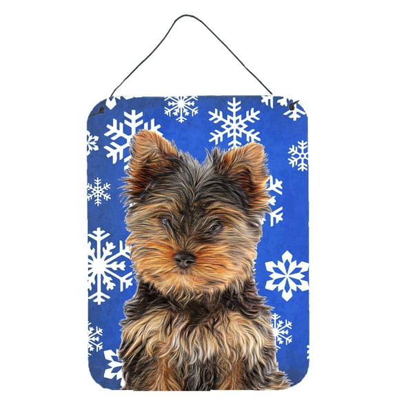 Winter Snowflakes Holiday Yorkie Puppy / Yorkshire Terrier Wall or Door Hanging Prints