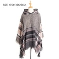 thumbnail image 2 of Chal con capucha a cuadros para mujer, manta, poncho, sudadera con capucha, chal con borlas, 2 of 5